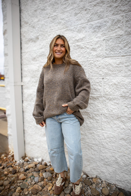 Willow Earth-Tone Oversized Wool Blend Sweater