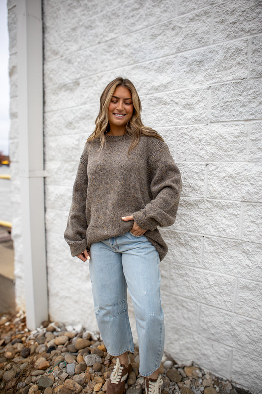 Willow Earth-Tone Oversized Wool Blend Sweater