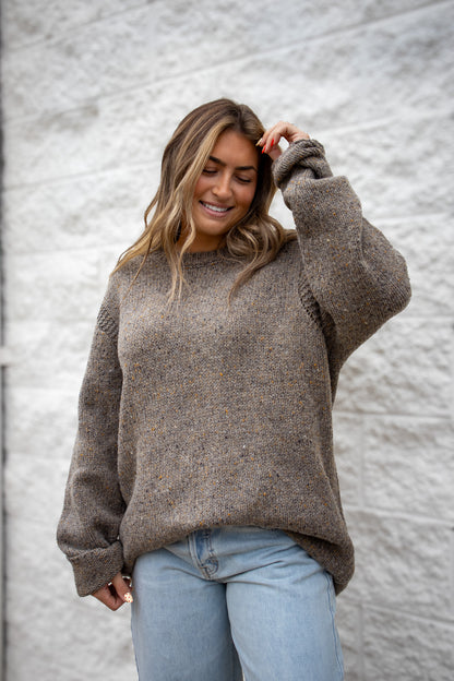 Willow Earth-Tone Oversized Wool Blend Sweater