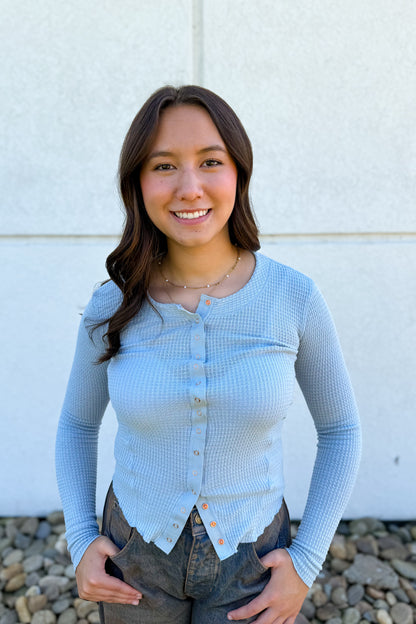 Free People - Going Places Cardi - PEARL BLUE