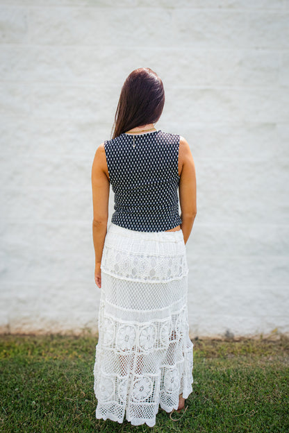 Coastal Ivory Crochet Lace Maxi Skirt