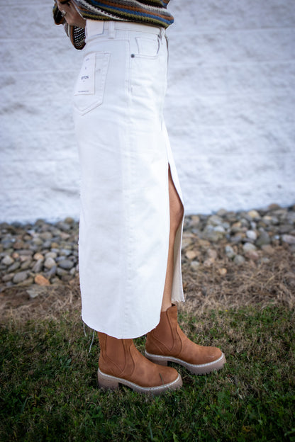 Hidden - Peyton Front Slit Midi Skirt - Sea Salt
