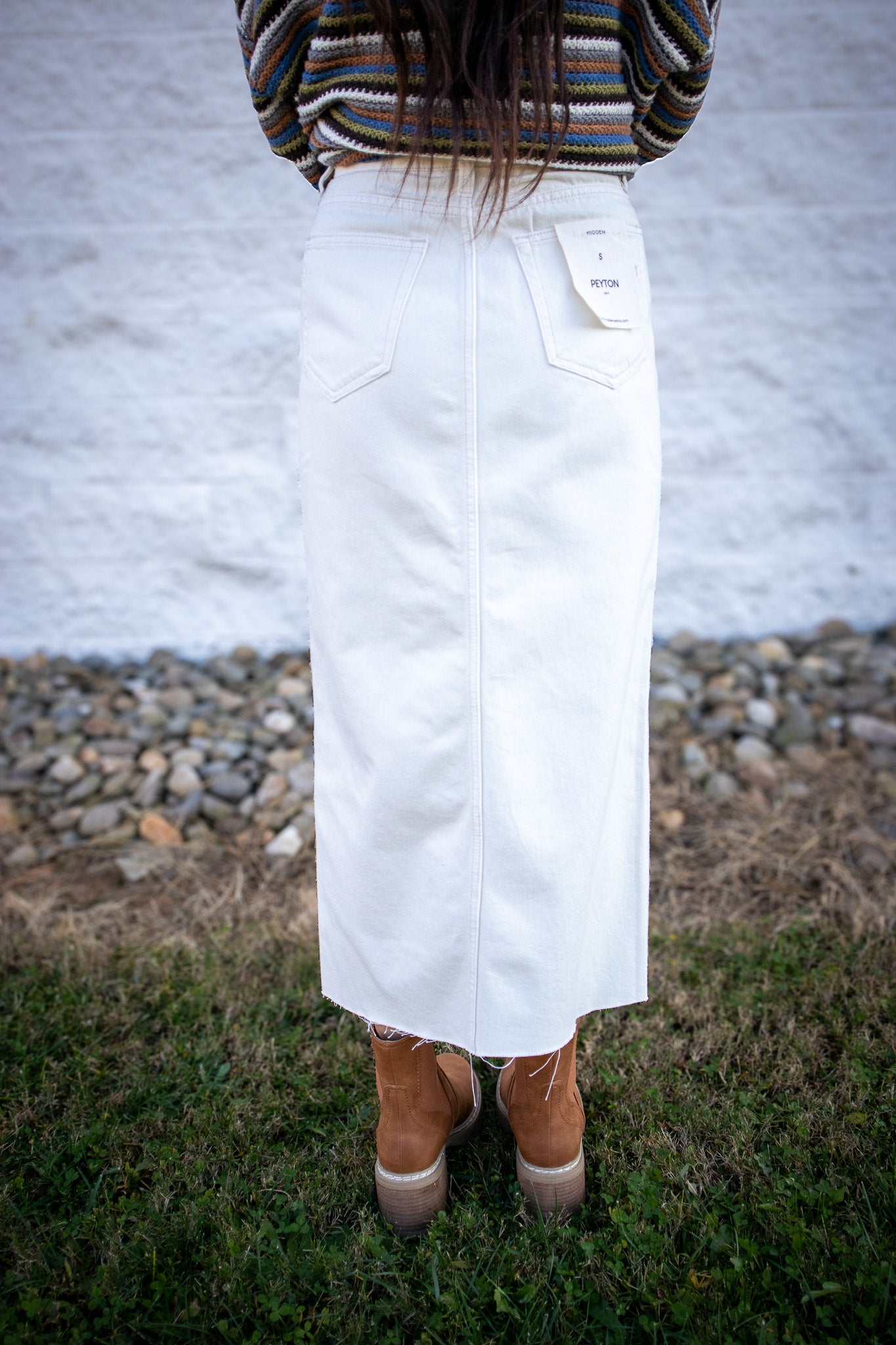 Hidden - Peyton Front Slit Midi Skirt - Sea Salt