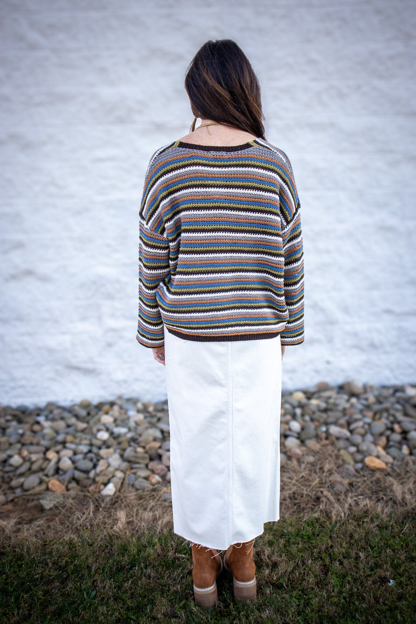 Hidden - Peyton Front Slit Midi Skirt - Sea Salt