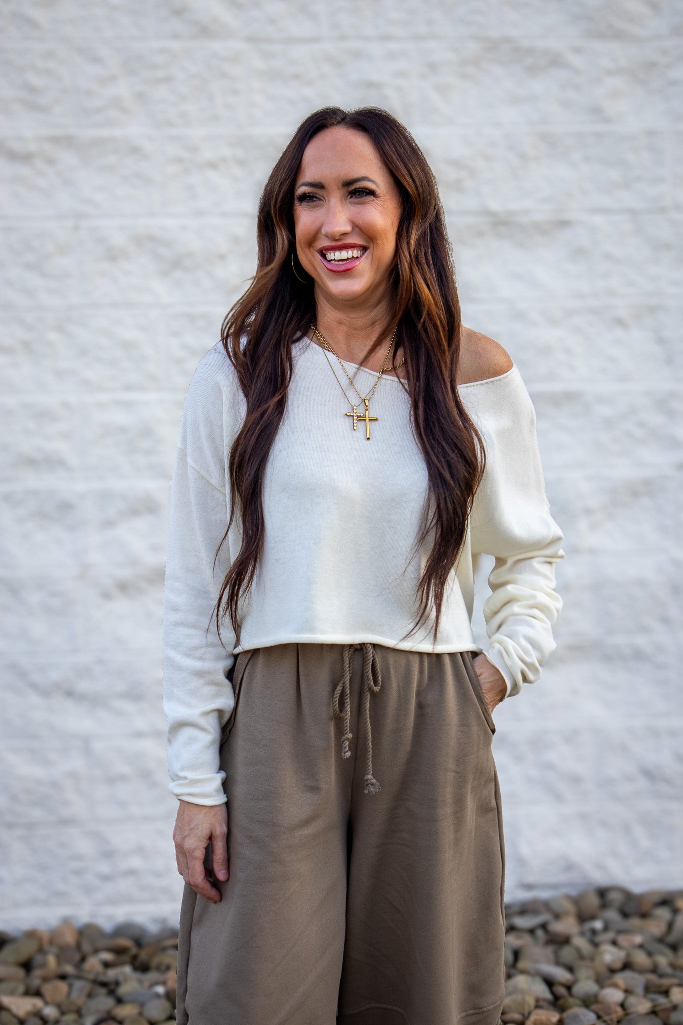 Cool Ivory Boat Neck Top