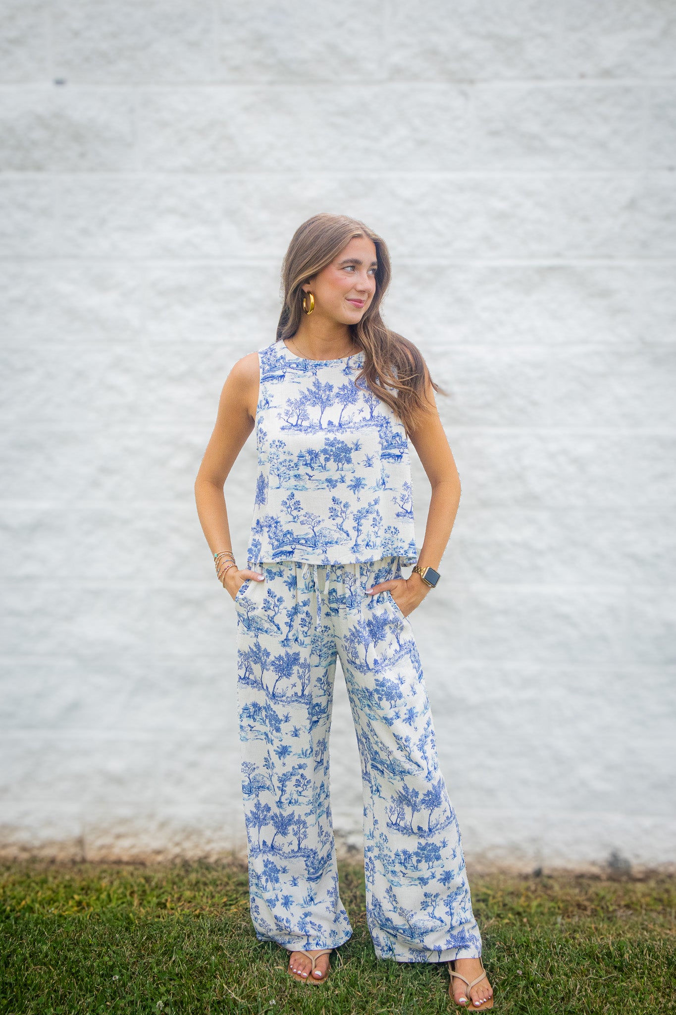 Blue Harbor Toile Sleeveless Tank