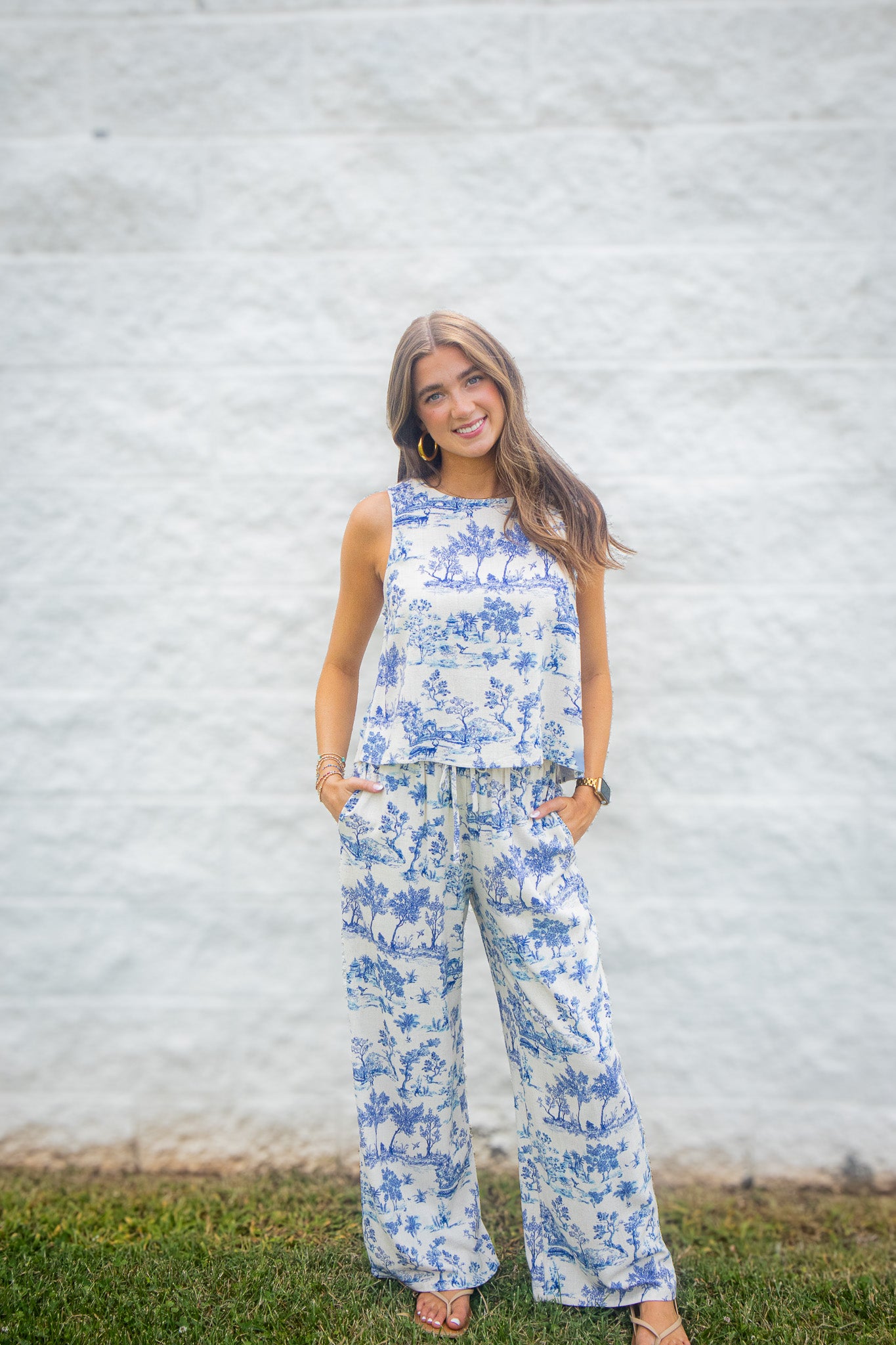 Blue Harbor Toile Sleeveless Tank