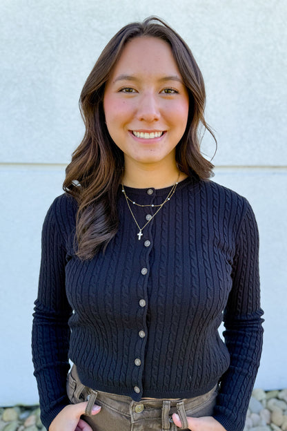 Black Cable Knit Cardigan