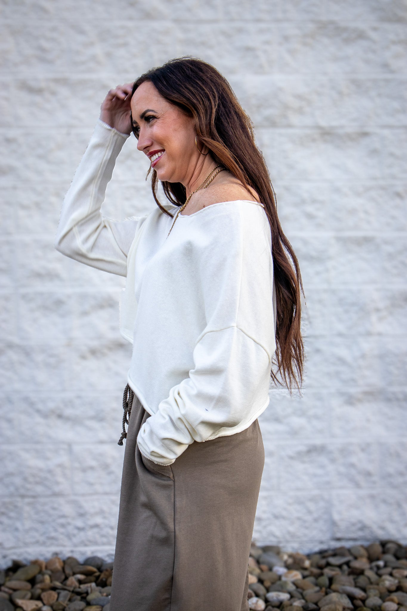 Cool Ivory Boat Neck Top