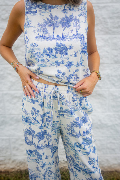 Blue Harbor Toile Wide Leg Pants