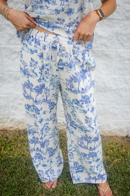 Blue Harbor Toile Wide Leg Pants