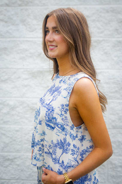 Blue Harbor Toile Sleeveless Tank