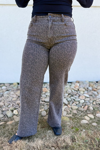 Hidden - Logan High Rise Cheetah Print Dad Jeans