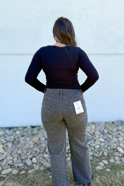 Hidden - Logan High Rise Cheetah Print Dad Jeans