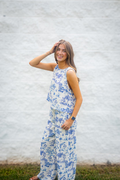 Blue Harbor Toile Sleeveless Tank