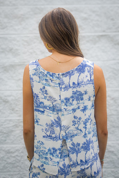 Blue Harbor Toile Sleeveless Tank