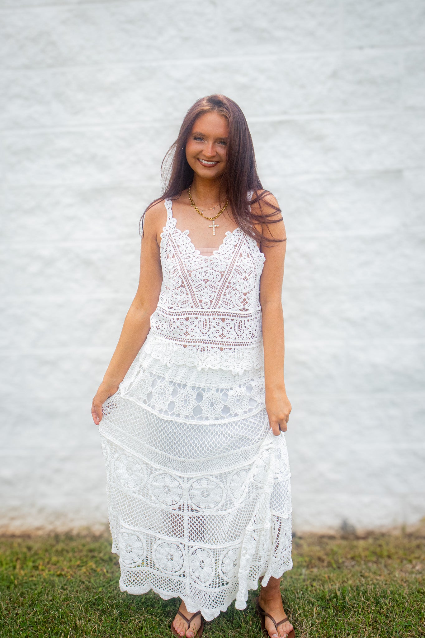 Coastal Ivory Crochet Lace Maxi Skirt