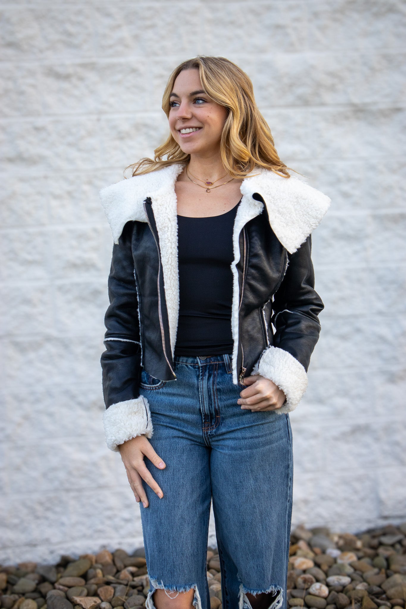 Luxe Faux Leather Sherpa Jacket