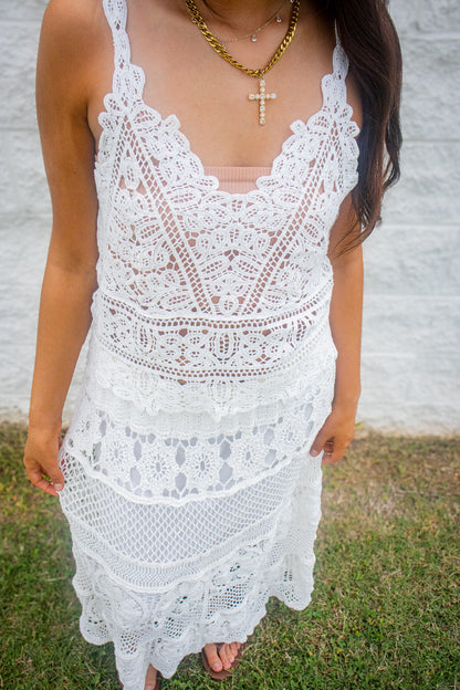 Coastal Ivory Crochet Lace Maxi Skirt