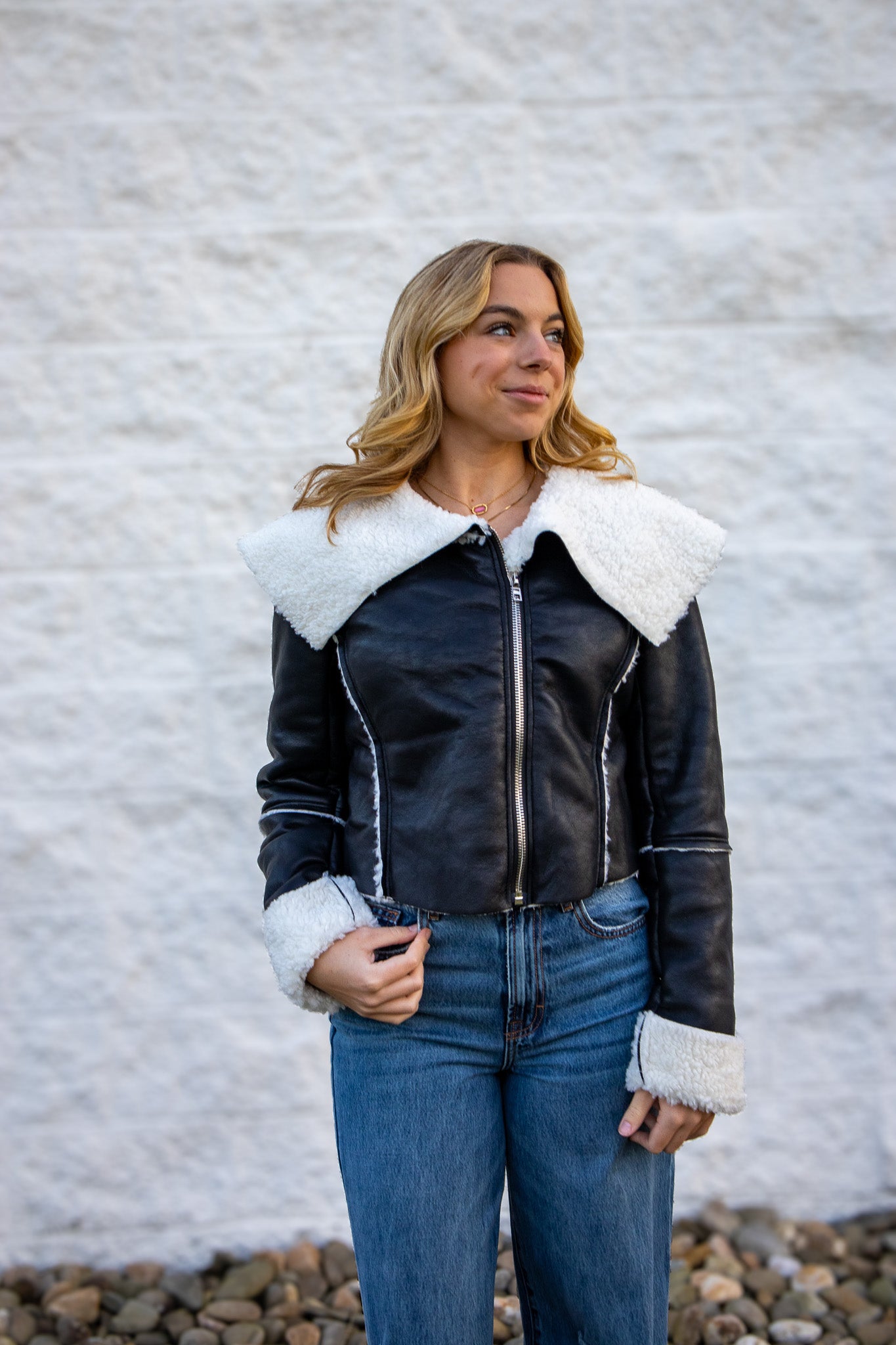 Luxe Faux Leather Sherpa Jacket