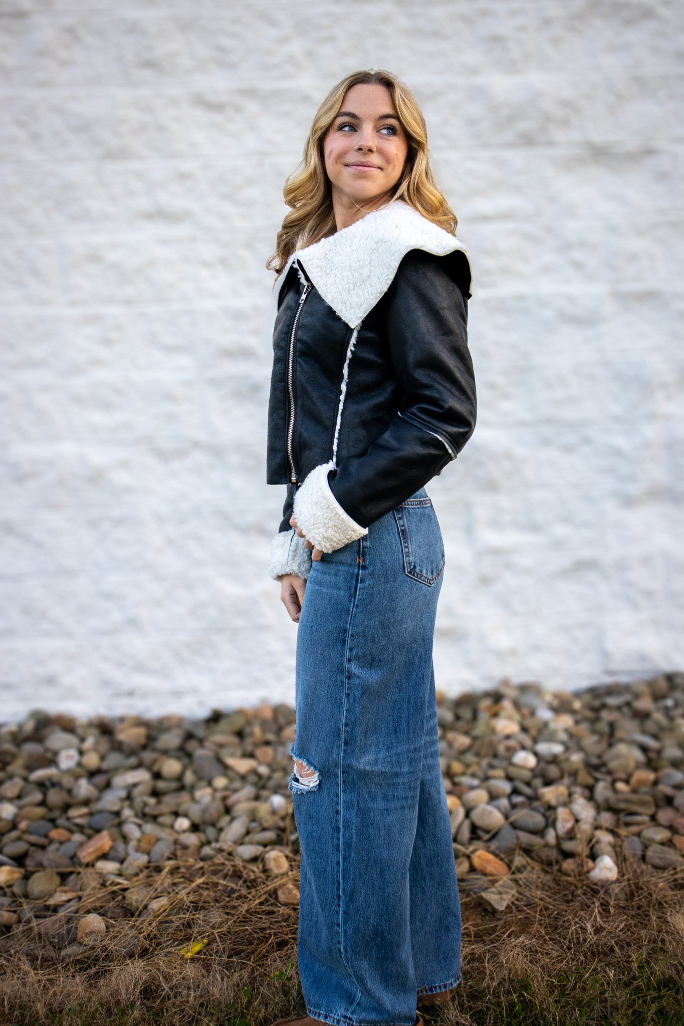 Luxe Faux Leather Sherpa Jacket
