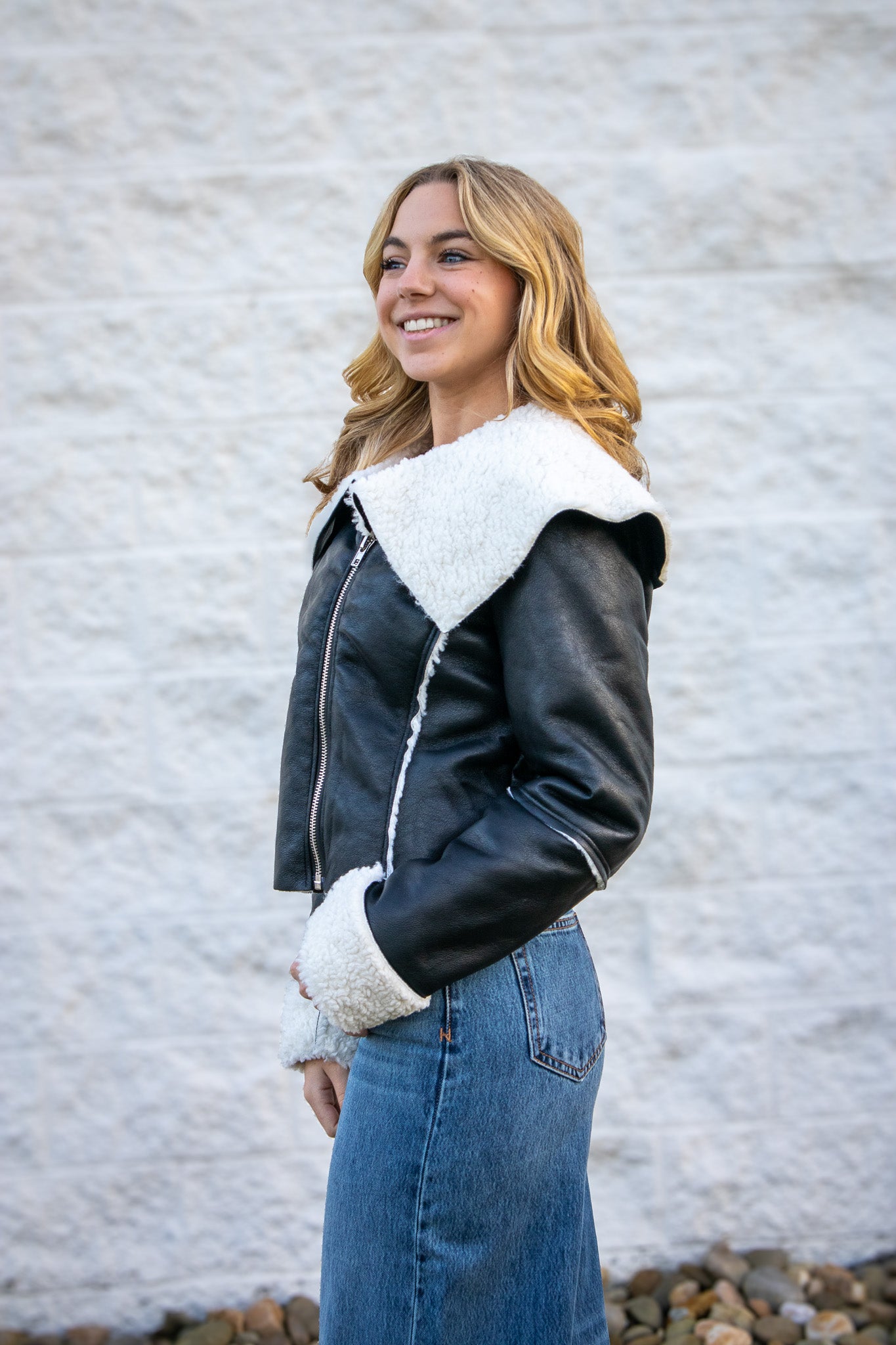 Luxe Faux Leather Sherpa Jacket