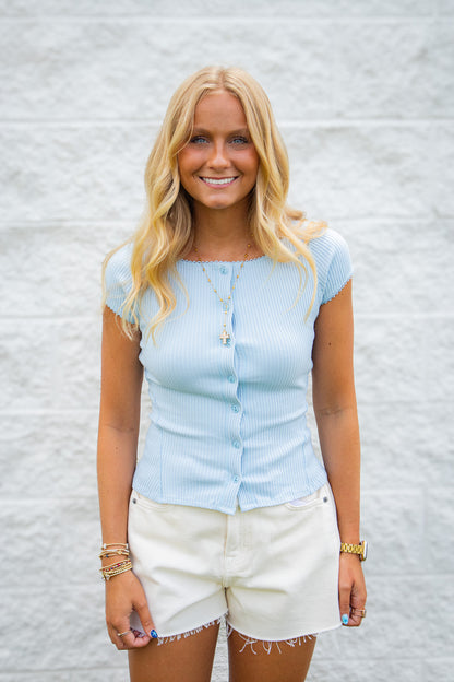 Free People - Most Wanted Cardi - Sky Blue