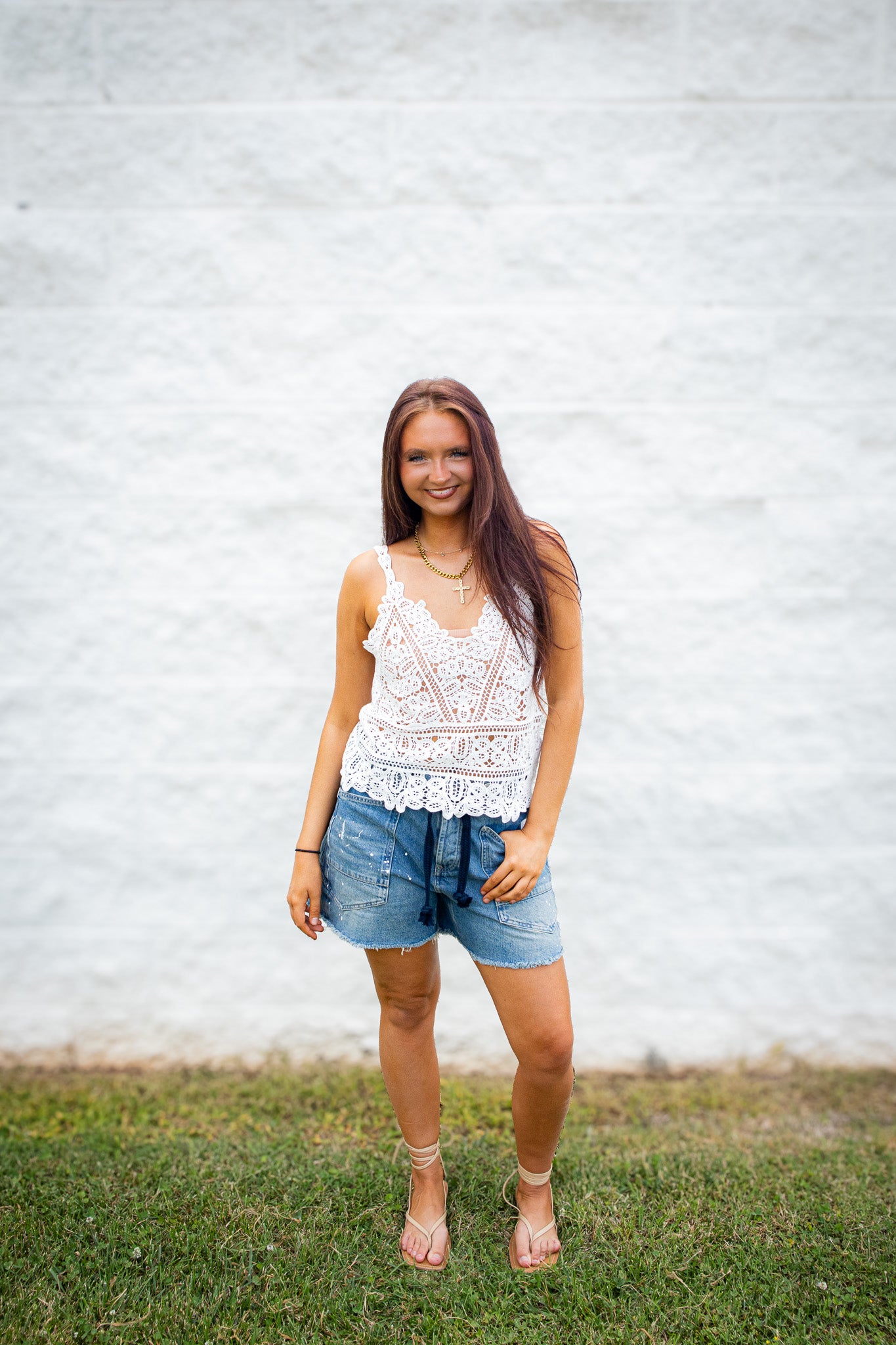 Coastal Breeze White Lace Crochet Tank