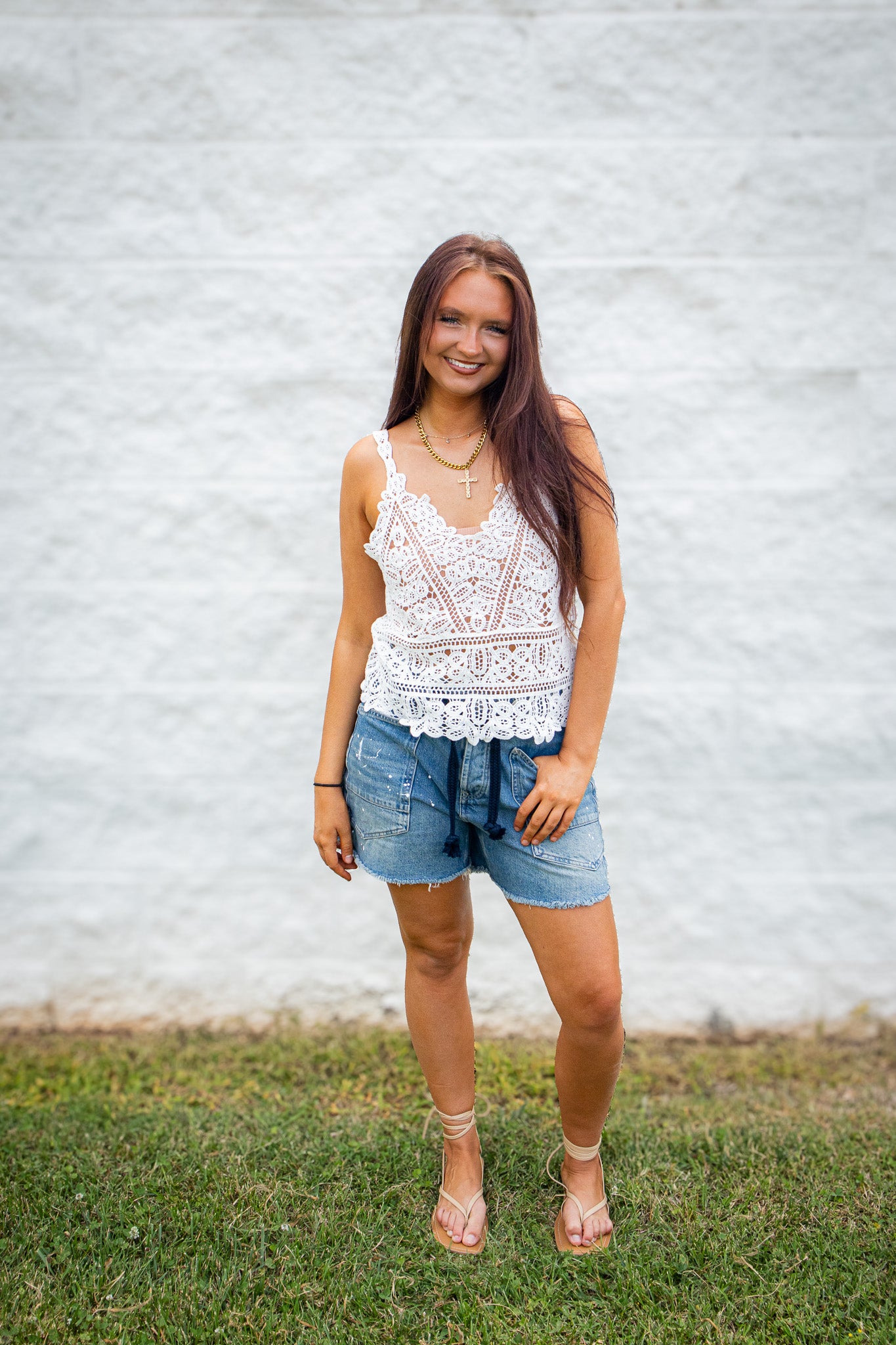 Coastal Breeze White Lace Crochet Tank