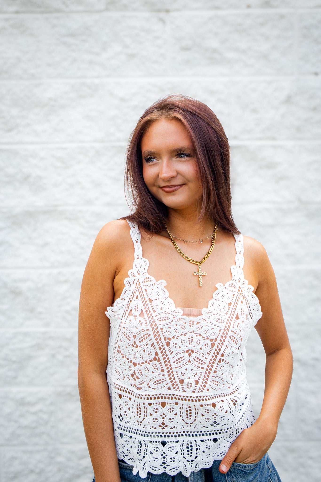 Coastal Breeze White Lace Crochet Tank