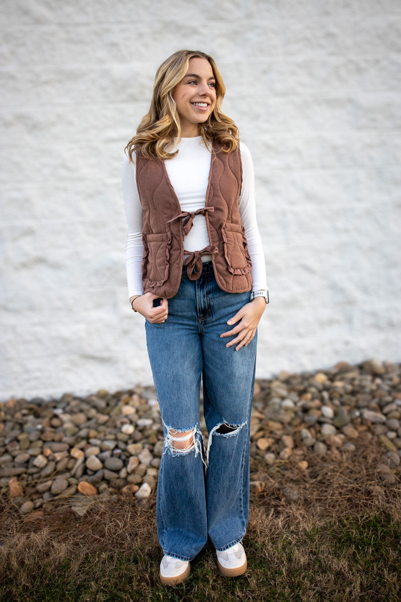 Maple Brown Ruffle Vest