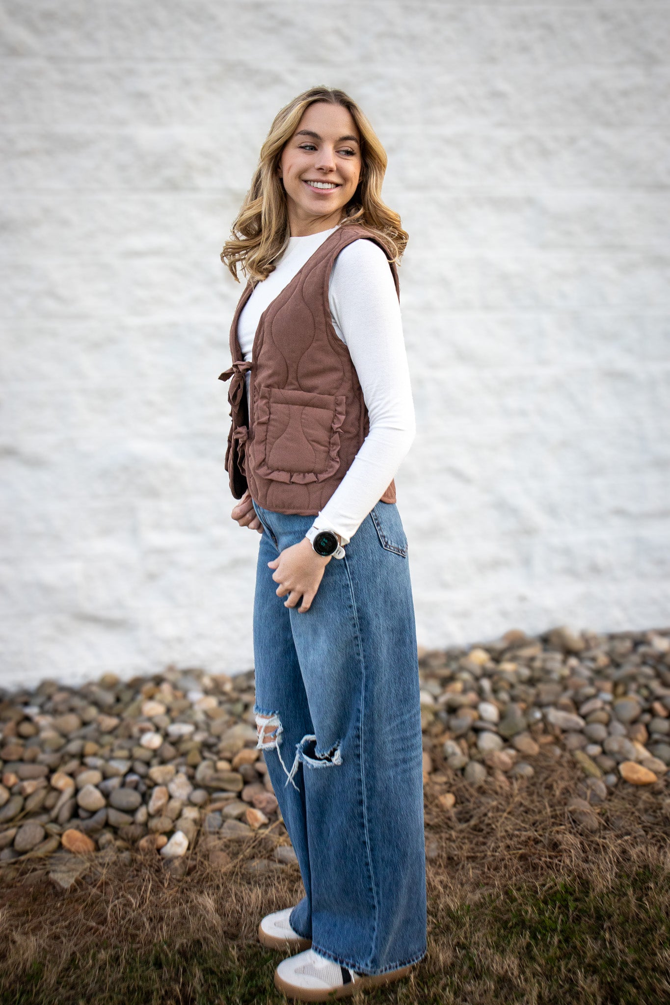 Maple Brown Ruffle Vest
