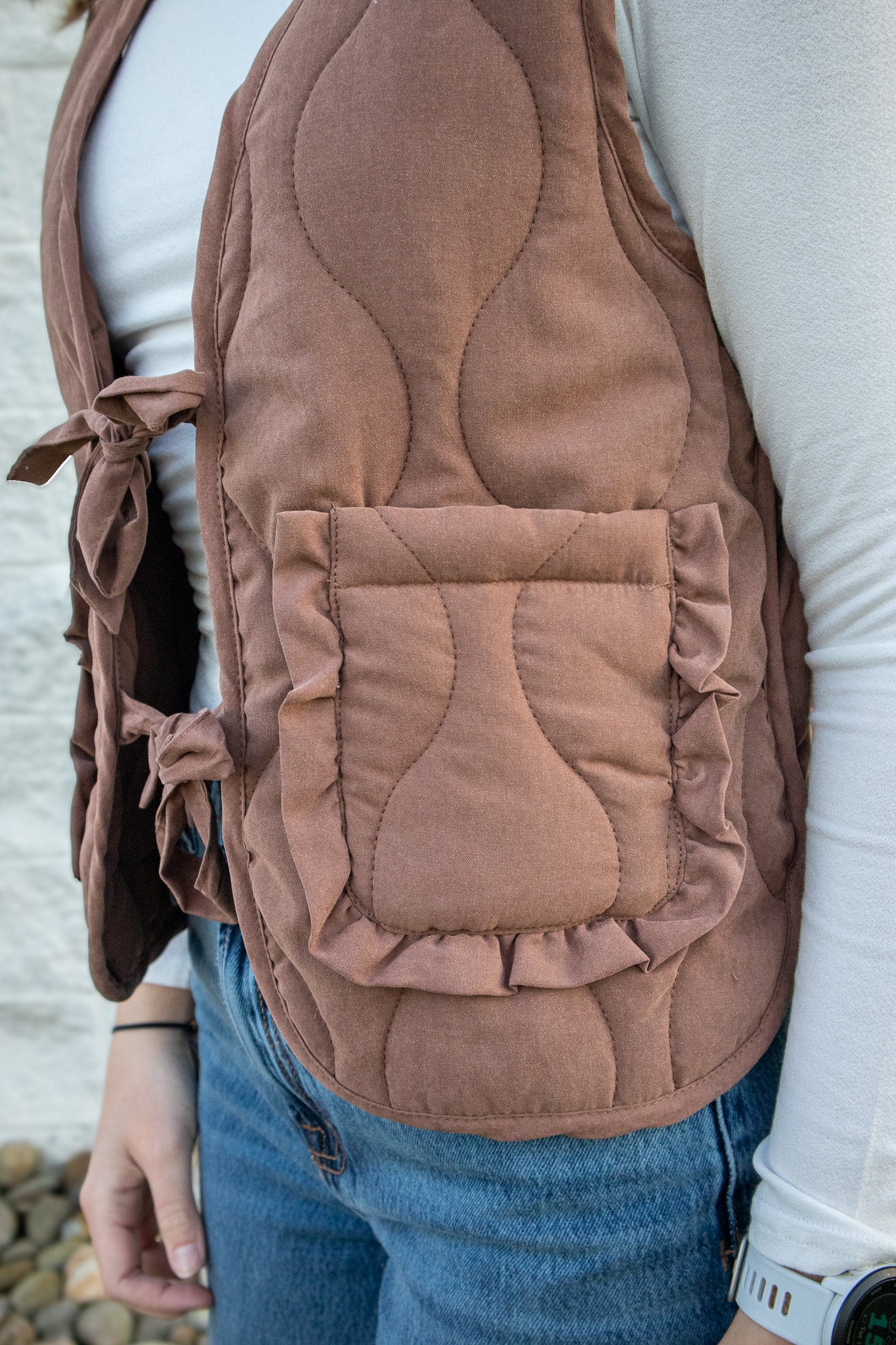 Maple Brown Ruffle Vest