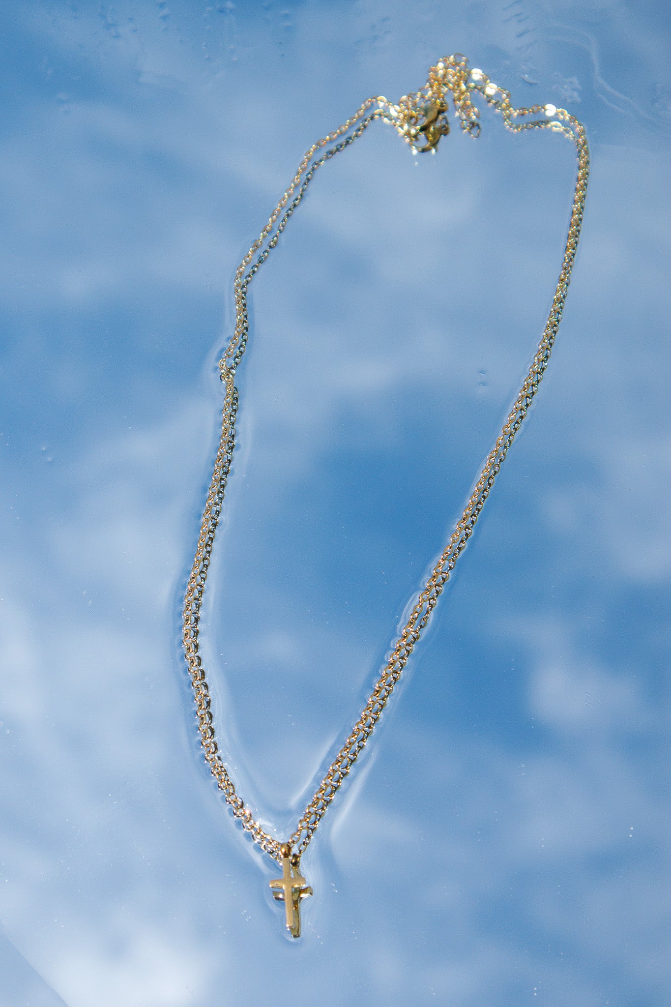 ADORN - Follow Me Dainty Gold Cross Necklace