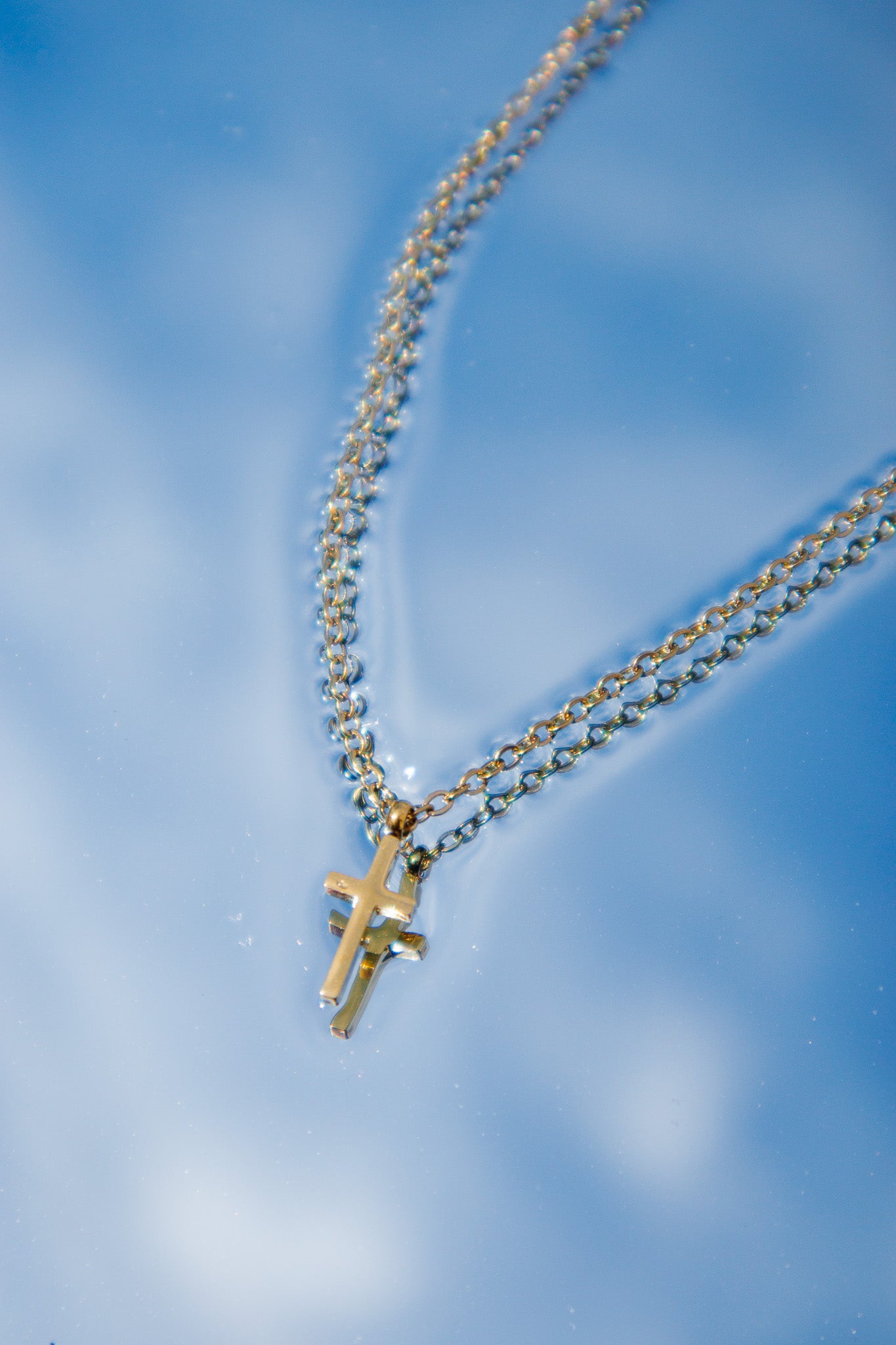 ADORN - Follow Me Dainty Gold Cross Necklace