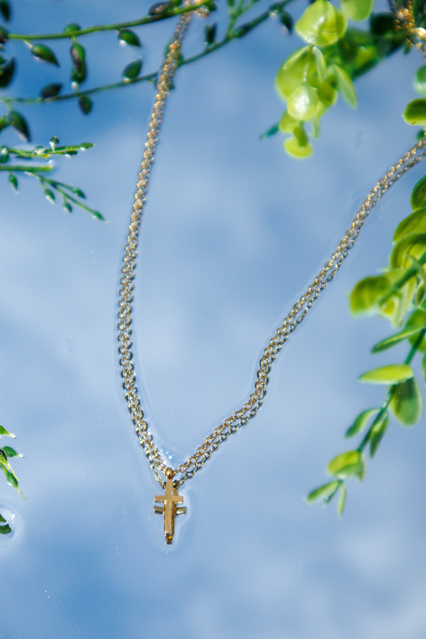 ADORN - Follow Me Dainty Gold Cross Necklace