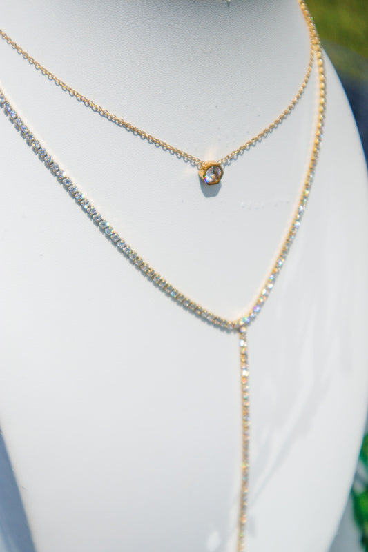 ADORN - Cornerstone Bezel Gold Hexagon Pendant Necklace