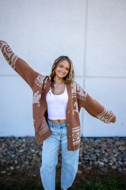 Rustic West Horse Cardigan