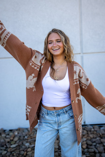 Rustic West Horse Cardigan