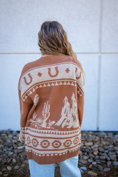 Rustic West Horse Cardigan