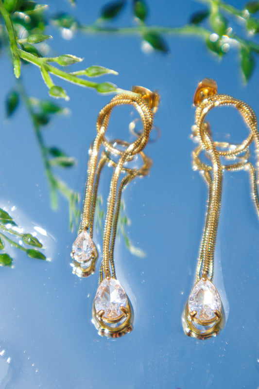 ADORN - Morning Light Teardrop Crystal Dangle Earrings