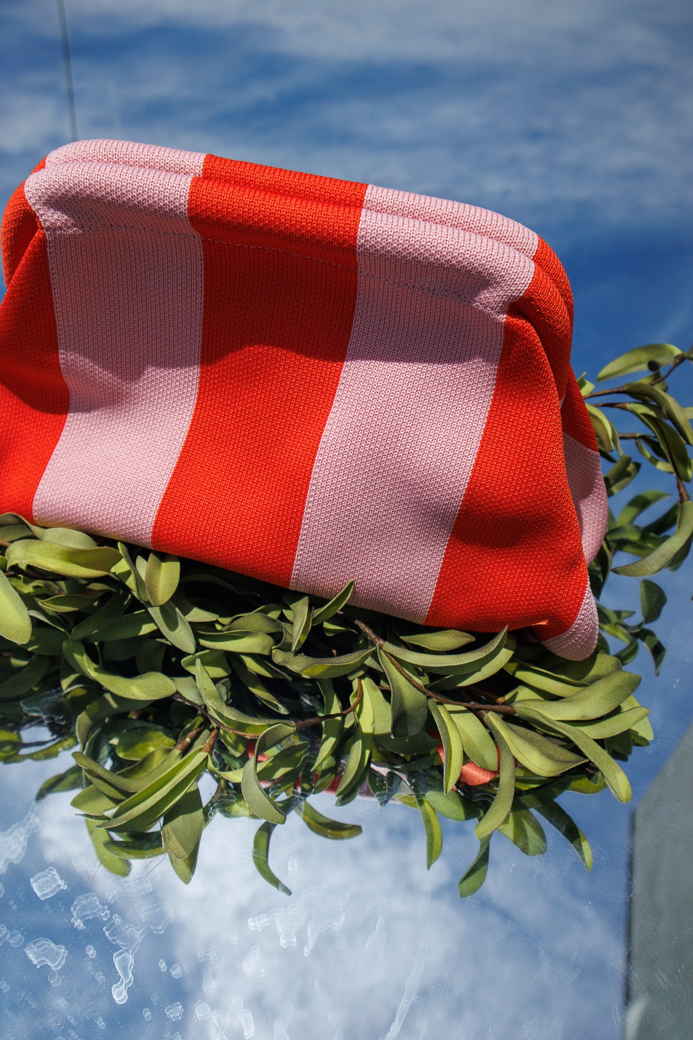 Coastal Cabana Striped Clutch Bag - PINK/ORANGE