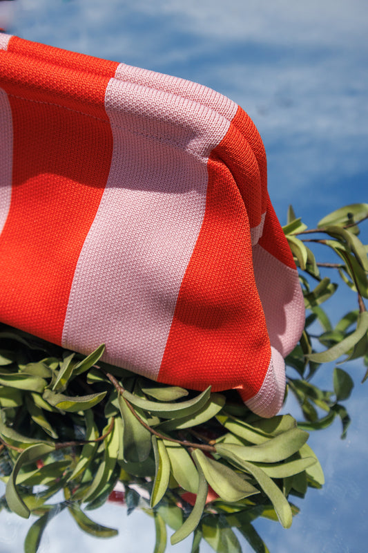 Coastal Cabana Striped Clutch Bag - PINK/ORANGE