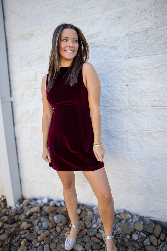 Velvet Merlot Mini Dress