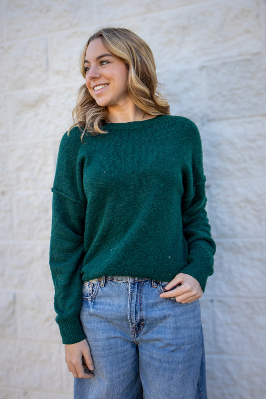 Knit Bliss Sweater - DARK GREEN