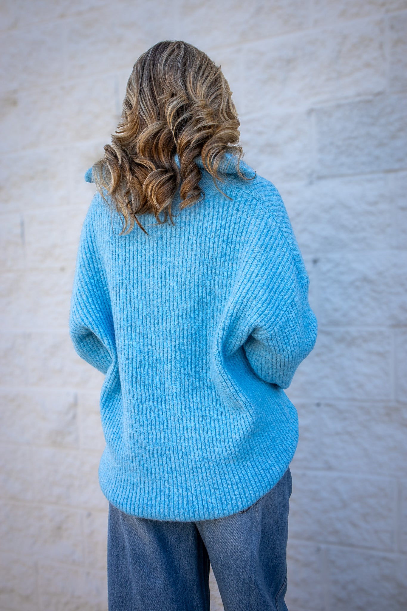 Cloud Nine Half Zip Sweater - BLUE