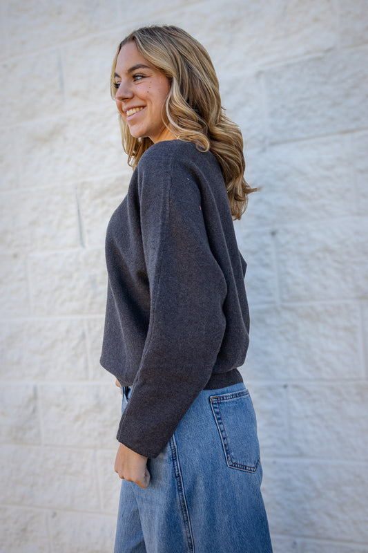 Soft Storm Boat Neck Sweater - GRAY
