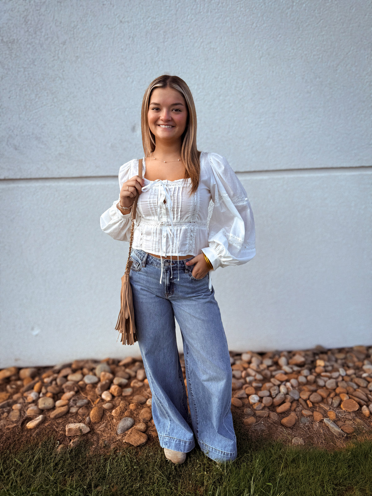 Boho Breeze White Lace Blouse