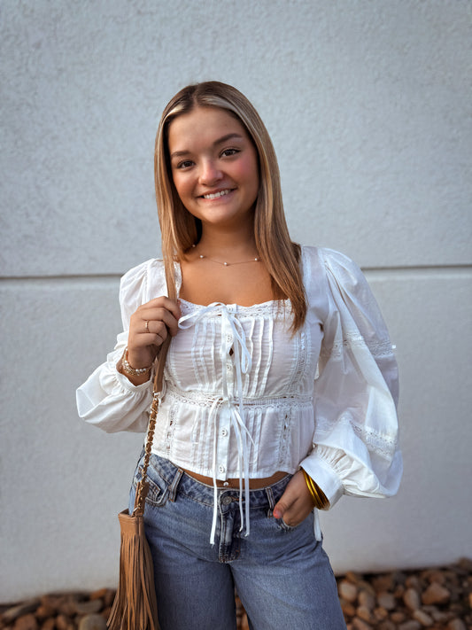 Boho Breeze White Lace Blouse