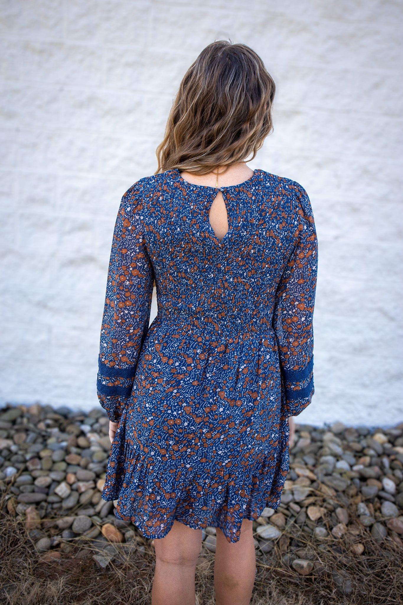Blue Floral Mini Babydoll Dress